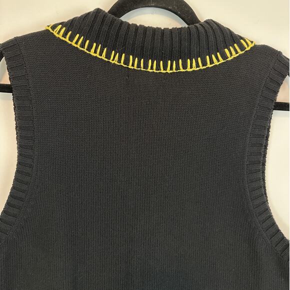 Quacker Factory Knit Sweater Vest Cardigan Bees and Sunflower Beaded Sequins L - Picture 9 of 12